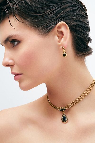 Mon Reve All in Black Zircon Evening Dress Needle Earrings