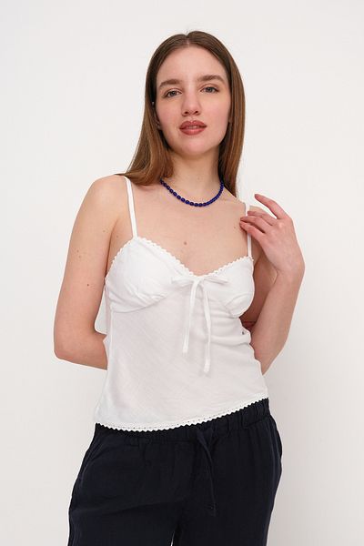 Addax Linen Blended Strappy Tank Top A17137