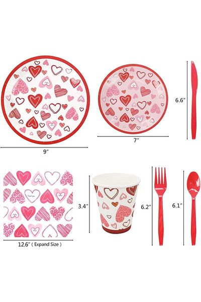 COOYA 168 PCS Disposable Tableware Set, Serve 24 Guests, Plates, Napkins, Knife & Cups, for Party
