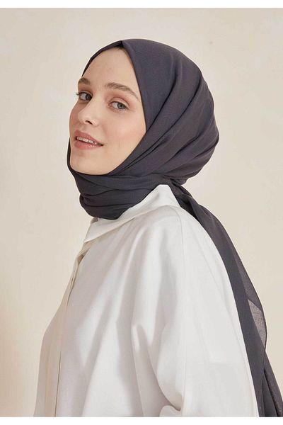 Fresh Thin Cotton Voile Shawl, Anthracite Color