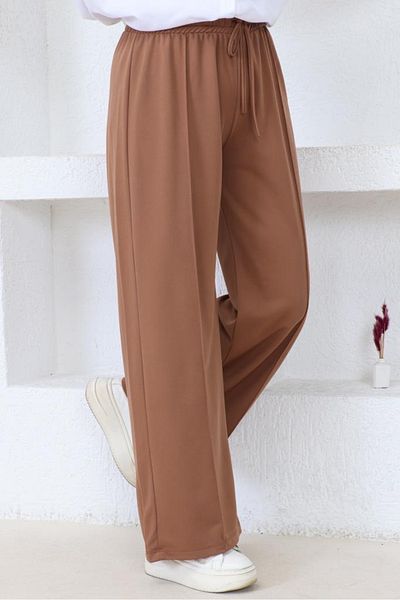 giyze Μέση ελαστική άνετη εφαρμογή Casual Pantalon Brown 3042-1