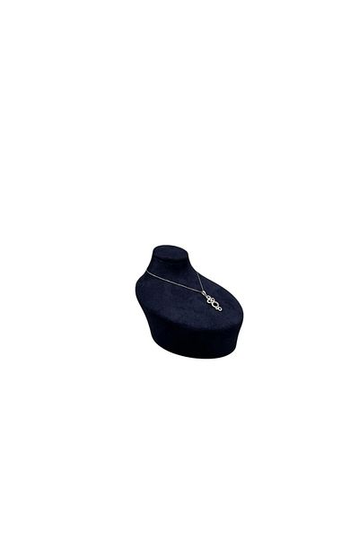 MeGass Dekor Domestic Production Floor Model Geranium Fabric Navy Blue Color Height 12 cm Width 14 cm Necklace Jewelry Mannequin