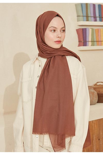 Fresh Thin Cotton Voile Shawl Cocoa