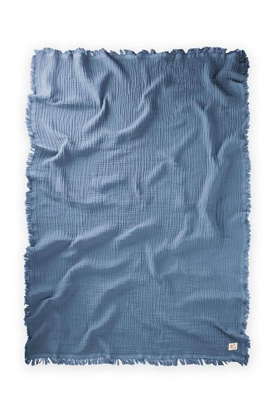 Cigit Indigo Blue 4 Layer Tassel Blanket 80X120 cm