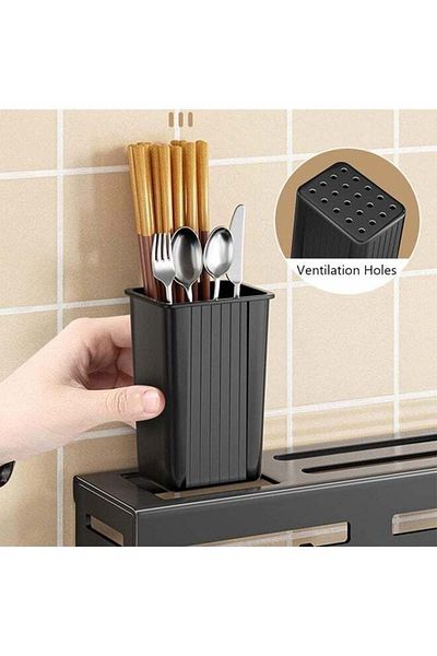 COOYA 40cm Kitchen Utensil Holder Multifunctional Wall Mounted Rack With Spoon Fork And Chopstick Holder