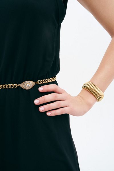 Mon Reve Hazel Gold Plated Zircon Eye Charm Chain Belt