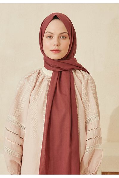Fresh Dusty Rose Thin Cotton Voile Shawl