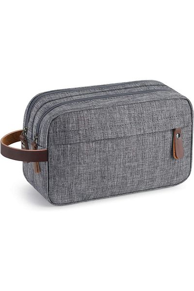 fulina Toiletry Bag Oxford,Waterproof,Leather Handle,Toiletry Organizer Bag Dopp Kit,for Travel,Gray