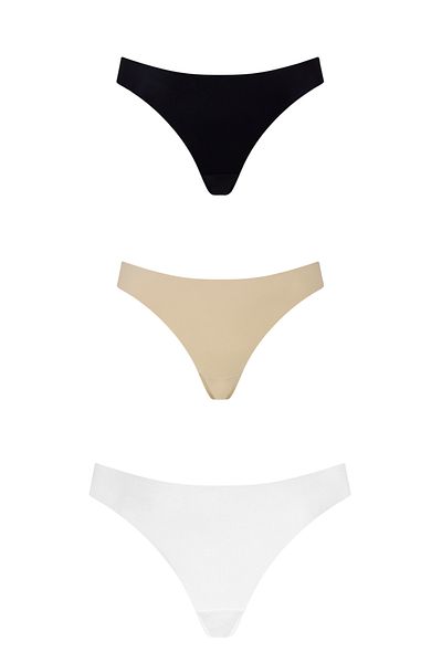 Amarelle Eve Ten Black and White 3-Piece Seamless Stitching Non-Marking Lace Brazilian Panties Set