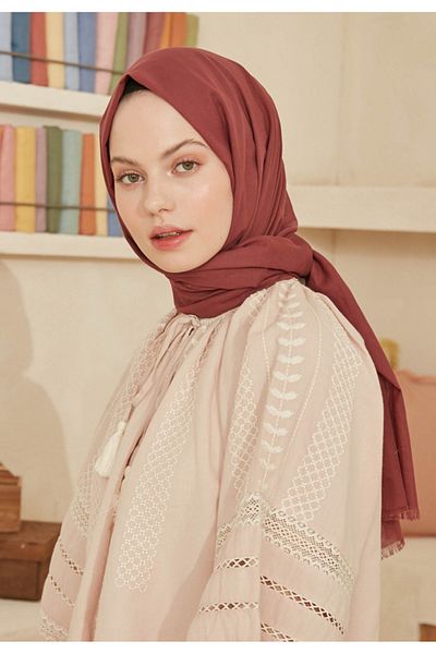 Fresh Dusty Rose Thin Cotton Voile Shawl