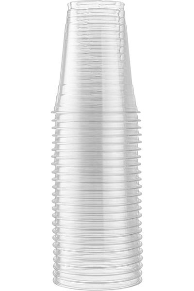 COOYA 50 Count Plastic Disposable Cups, Crystal Clear PET Cups for Cold Drinks
