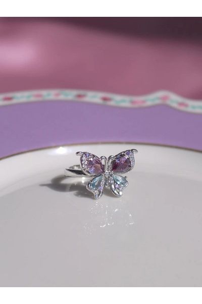 Reorah Collection Purple Mariposa Ring-Purple Blue Butterfly Ring