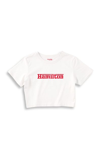 The Lucid Lab Tricou crop Hamilton / Ferrari - alb