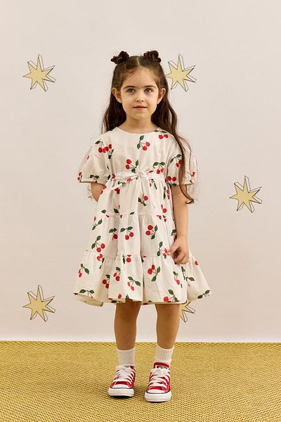 Fahhar Kids Rochie stratificată cu model cireșe