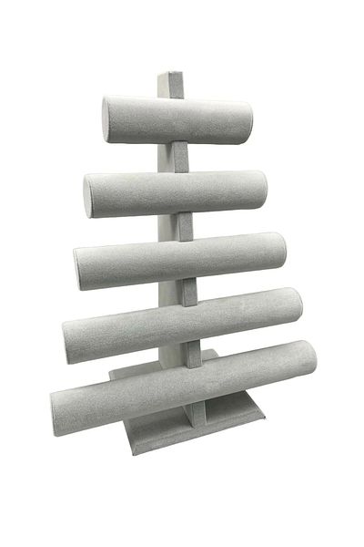 MeGass Dekor Domestic Production Suede Fabric Gray Color Five Stage 45/34 cm Bracelet-Watch Display Stand
