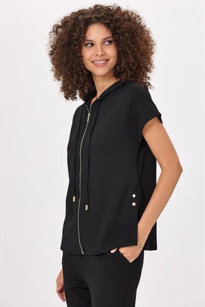 İKİLER Yanı Çıtçıt Detaylı Kapüşonlu S-Shirt 025-2100