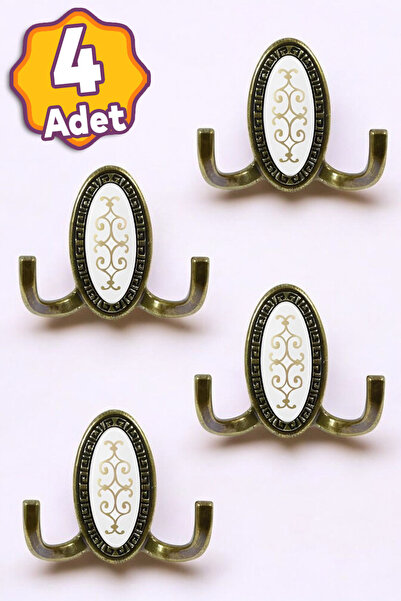 Badem10 (4 ADET) Seçil Vestiyer Antik Sarı Metal Duvar Portmanto Dolap Elbise...