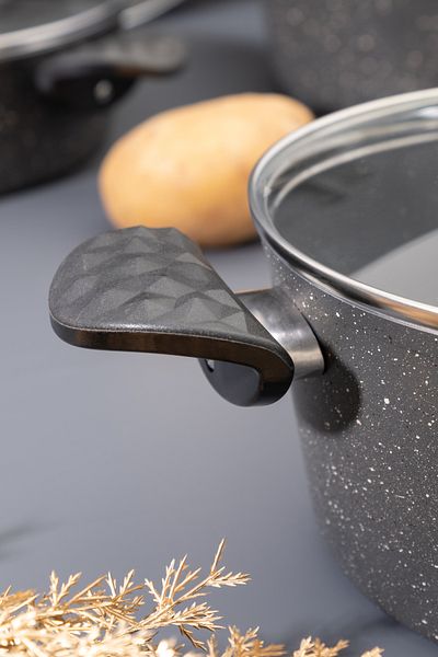 Skygo 7 Piece Gray Granite Cookware Set - Non-Flammable Non-Stick |   26 cm