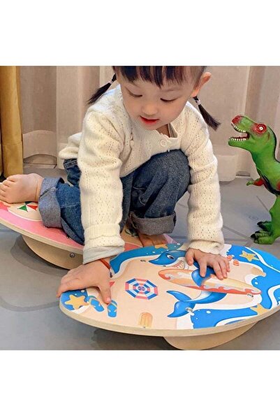 Yelajoy Wooden Balance Board for Kids, Cute Pattern, 45x22.5x3cm, for Age 3+ ...