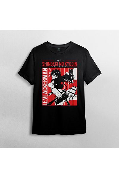Pixxa Attack On Titan Levi Ackerman Unisex 100% βαμβακερό μπλουζάκι με λαιμόκοψη μοντέλο 4