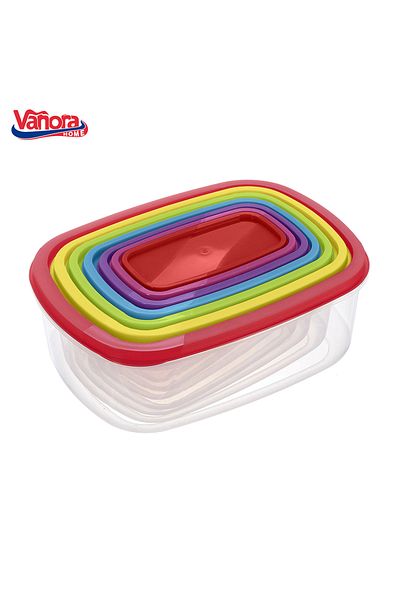 OEM SET OF 7 RECTANGULAR CUTLERY PANS WITH MULTICOLOR LID