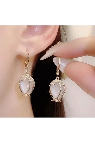 stainless steell Vip Artificial Diamond Material Reverse Tulip Exquisite Earrings