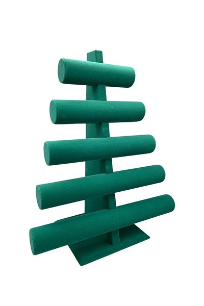 MeGass Dekor Domestic Production Suede Fabric Green Color Five Stage 45/34 cm Bracelet-Watch Display Stand