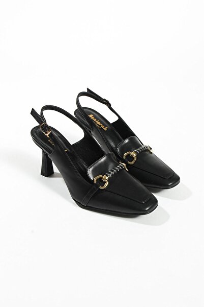 Seniorah Black Zuzu Buckle Women's Classic Heeled Shoes