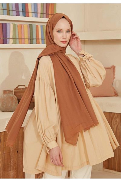 Fresh Thin Cotton Voile Shawl Biscuit