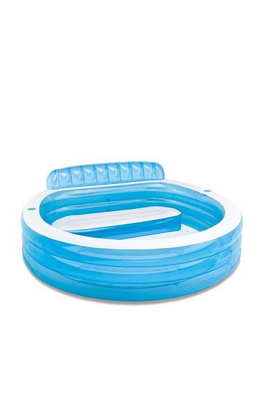 COOYA Home Leisure Inflatable Pool,Built-in Bench with Backrest and Two Cup Holders,Two Air Chambers,blue