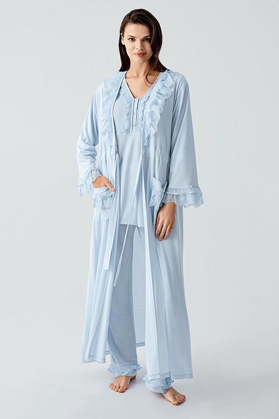 Artış Set de pijamale cu mâneci lungi, cu nasturi, flexibile, viscoase