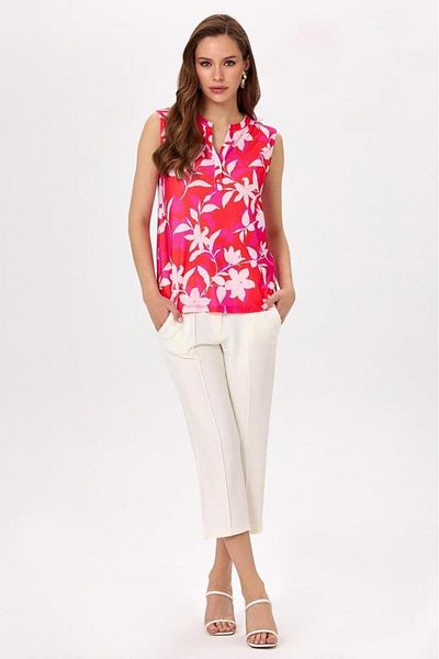 İKİLER Front Snap Sleeveless Patterned Blouse 025-1015