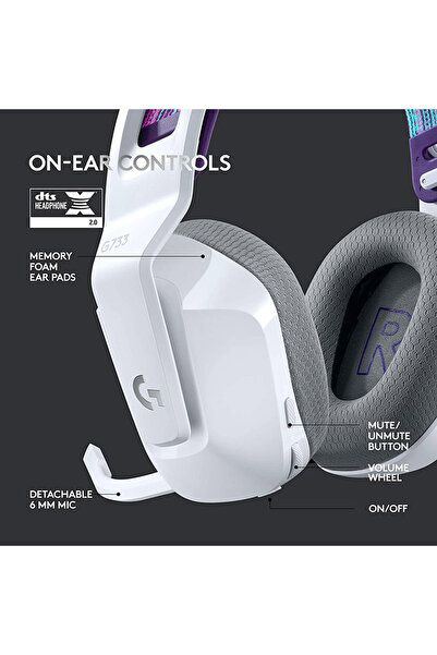 logitech سماعة الألعاب اللاسلكية Logitech G733 LightSpeed White RGB