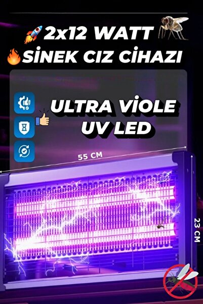 Uniquem Sinek Öldürme Cihazı Elektrikli Sinek Öldürücü UV Işıklı Sinek Yakala...