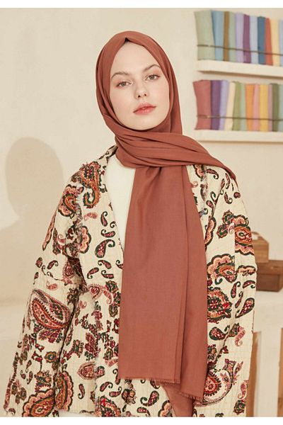 Fresh Thin Cotton Voile Shawl Warm Coffee