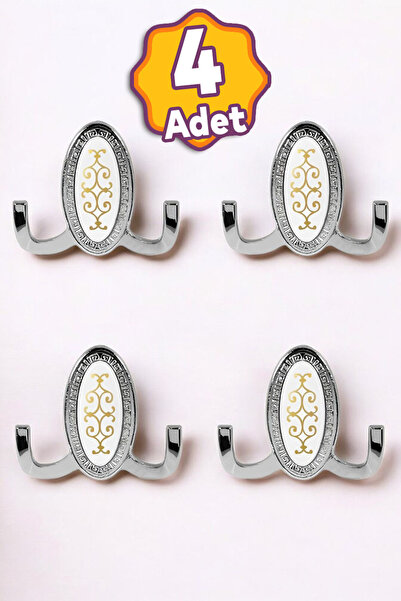 Badem10 (4 ADET) Seçil Vestiyer Krom Metal Duvar Portmanto Mobilya Dolap Elbi...