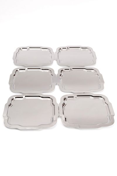 NEWTREND Züccaciye 6-Pack Luxury Stainless Steel Silver Serving for Dessert Drink and Catering Tray