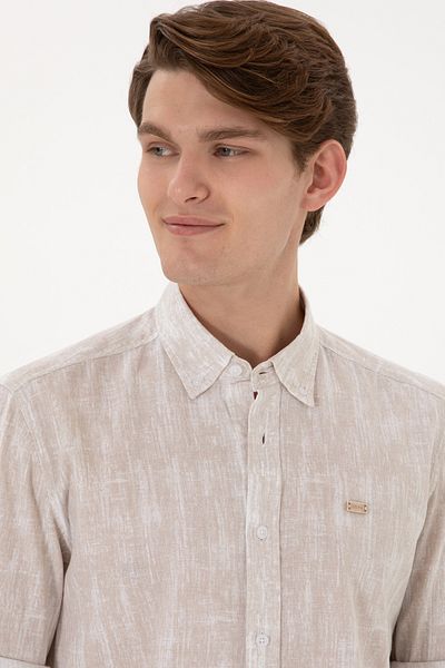 U.S. Polo Assn. Мъжка риза с дълъг ръкав в цвят камък 50300472-VR049