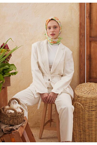 Freshscarfs ΑΝΟΙΞΙΑΤΙΚΟ ΜΟΤΙΒΟ ΤΡΙΑΝΤΑΦΥΛΛΟΥ ΒΑΜΒΑΚΙ ΜΕΤΑΞΙ ΦΟΥΝΤΟΥΛΙ ΠΡΑΣΙΝΟ