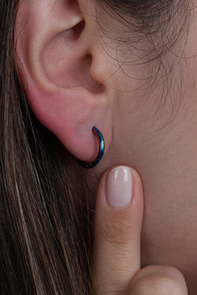 Takı Dükkanı İnce Halka Unisex Erkek Kadın Paslanmaz Çelik Küpe Çifti 2 Adet mse5