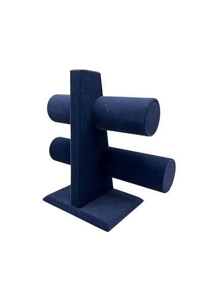 MeGass Dekor Domestic Production Suede Coated Navy Blue Color 26/18 cm Two Stage Watch Bracelet Display Stand