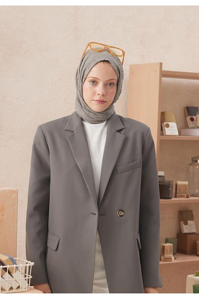 Fresh شال فوال كراش رمادي دافئ