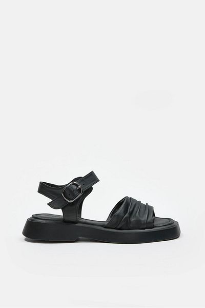 NILUFARR Miki Black Genuine Leather Women's Sandals