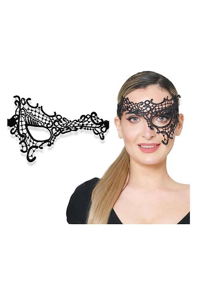 SAVA HOME COLLECTİON Black Color Lace Cut Lace Embroidered Prom Party Mask No 13