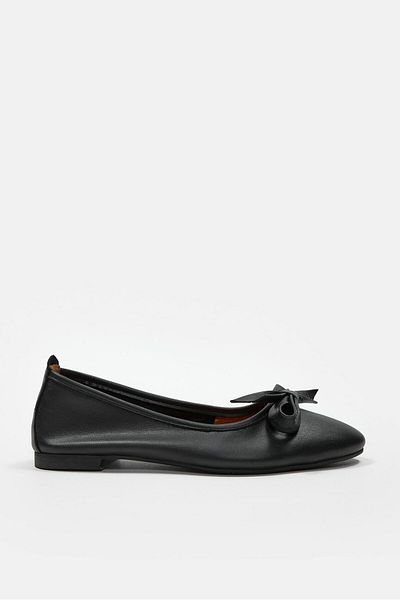NILUFARR Liu Black Genuine Leather Women's Ballerinas