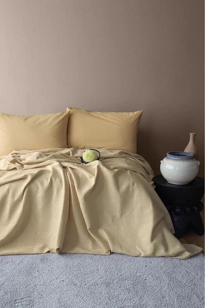 İssimo Home Summerpunch Beige 100% βαμβακερό σετ μονό πικέ