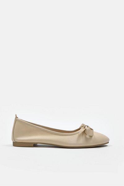 NILUFARR Liu Beige Genuine Leather Women's Ballerinas