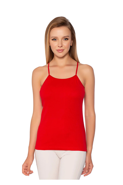 DONLİZZA GÜMÜŞ Kadın İp Askılı Atlet KIRMIZI 6 adet