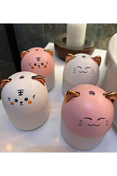 HEDİYEBİZİZ Led Işıklı Hava Nemlendiricisi Kedi Tasarımlı Buhar Makinesi - CAT Difüzör