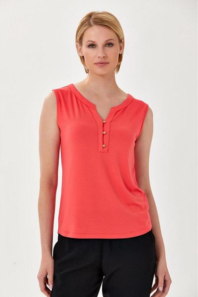 İKİLER Sleeveless and Button Front Blouse 024-1028